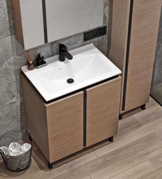 Тумба підвісна Сансервіс Black wood 72,5 з умиввальником Еліт 725