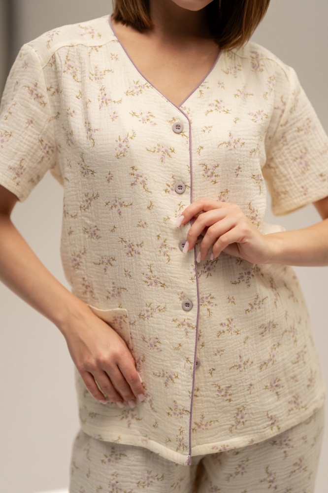 Пижама женская German Volf цветочный принт р. М молочный с принтом