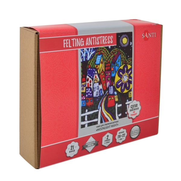 Набор, техника валяния для создания картины Moonlight Night 28x22 см 742429 Santi 