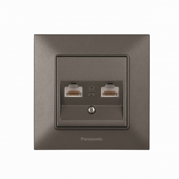 Розетка TV+RJ45 подвійна Panasonic Arkedia Slim RJ45 CAT5e димчастий 480200254