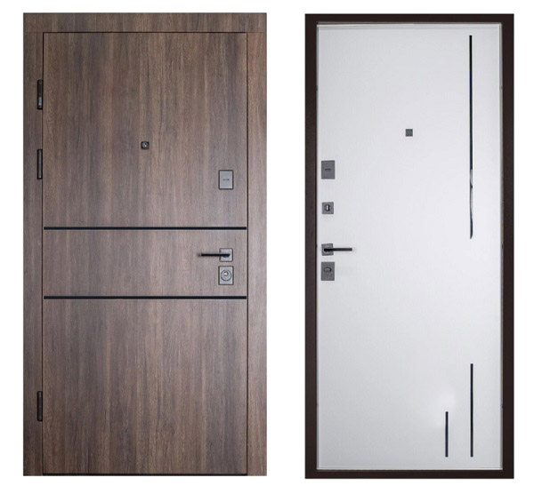 Дверь входная Abwehr MG3 (557+558) 086 П (ДТБ + СМБ) дуб табак / белый супермат 2050x860 мм правый