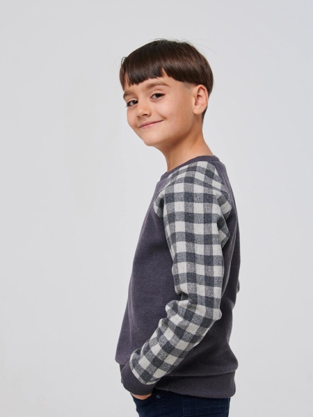 Джемпер для мальчика Smil р.128 серый в клетку 116580 