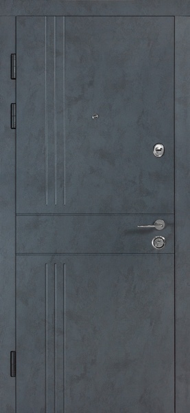 Двері вхідні Revolut Doors В-617 мод. 250 бетон антрацит / бетон сніжний 2050x950 мм праві