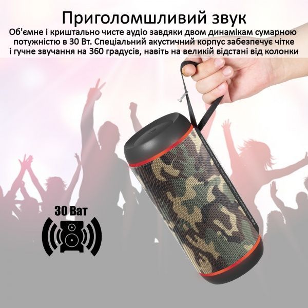 Портативна колонка Promate Silox-Pro 30W IPX6 2.0 camouflage 