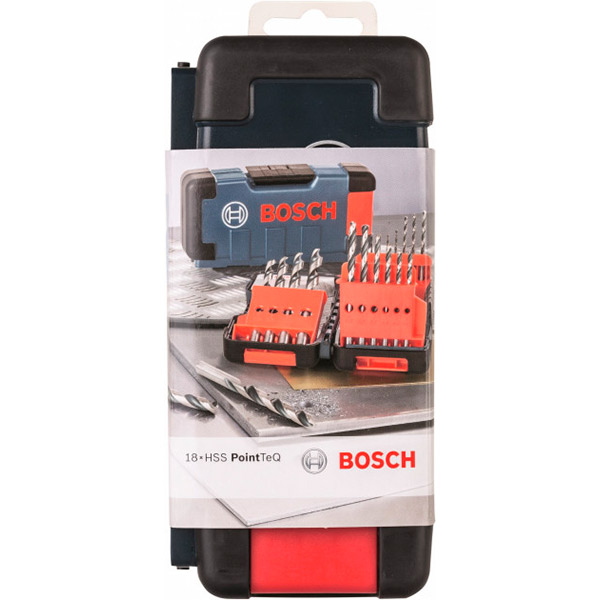 Набор сверл по металлу Bosch HSS PointTeQ ToughBox 1-10 мм 18 шт.