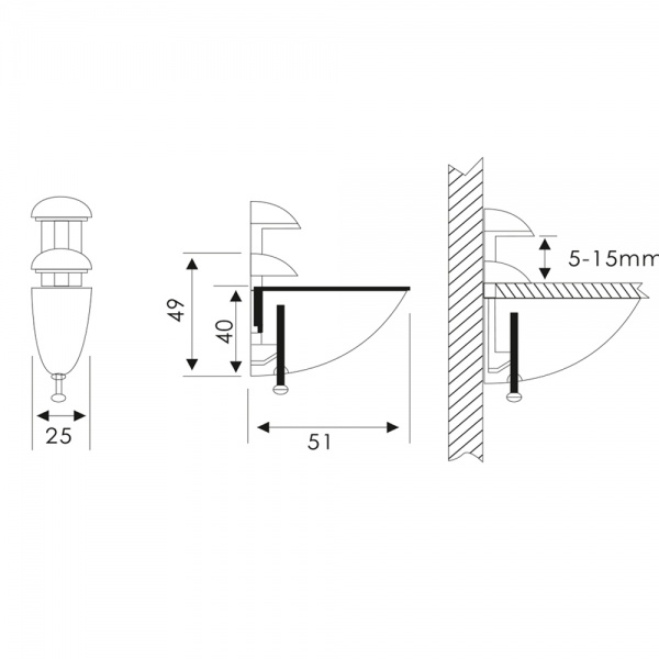 Держатель для полок DC пеликан 57х52 мм хром (2 шт.)