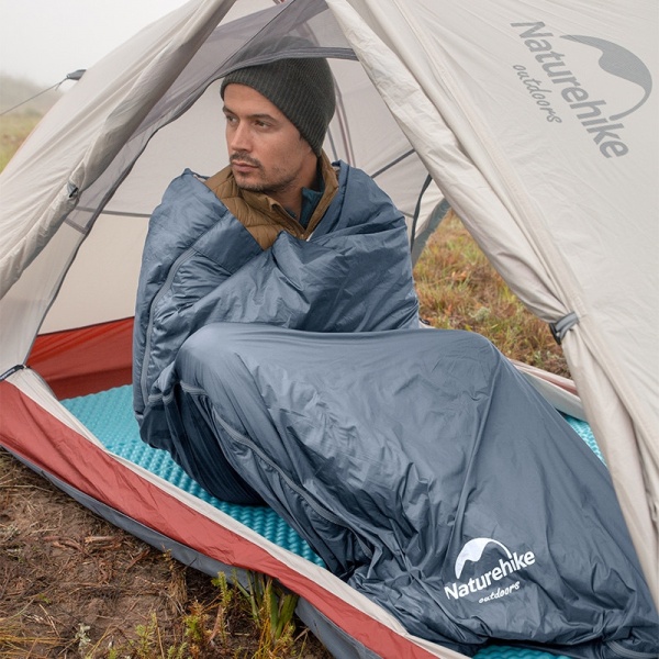 Спальный мешок Naturehike сверхлегкий Ultralight LW180 NH21MSD09, (15°C), p-p M, голубой