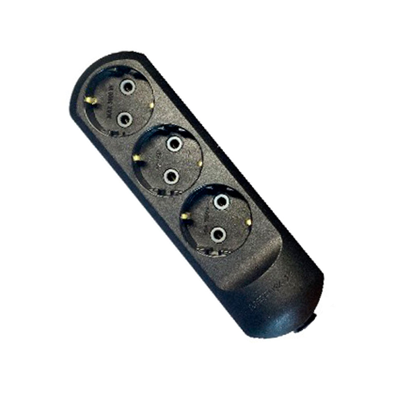 Колодка Neomax с заземлением 3 гн. без выключателя черный NX511300