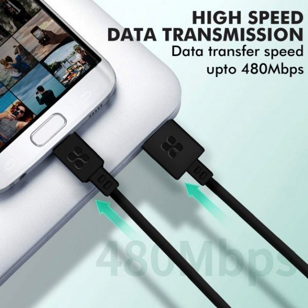 Кабель Promate USB – microUSB 2 м чорний (microcord-2.black) 