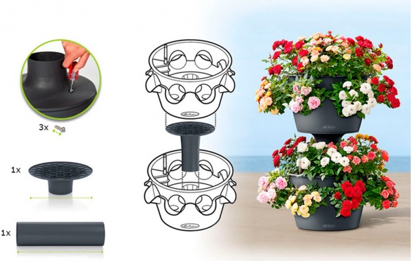 Аксессуар для двойного вазона Lechuza Cascada Color круглый (14985) серый 