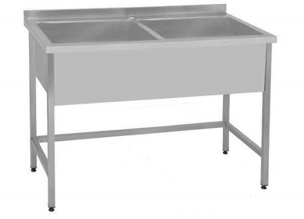 Мойка производственная с бортом МВ-2-1С 2 секции Кий-В 600x1100x600 мм нержавеющая сталь
