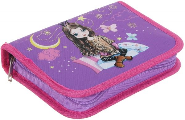 Пенал школьный на замке 21x13,5x4 см Девочка разноцветный