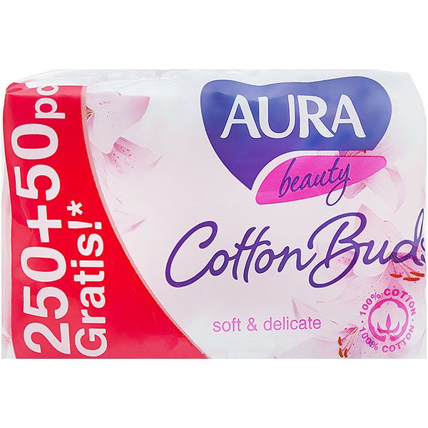 Ватні палички Aura beauty 300 шт. (м'яка)