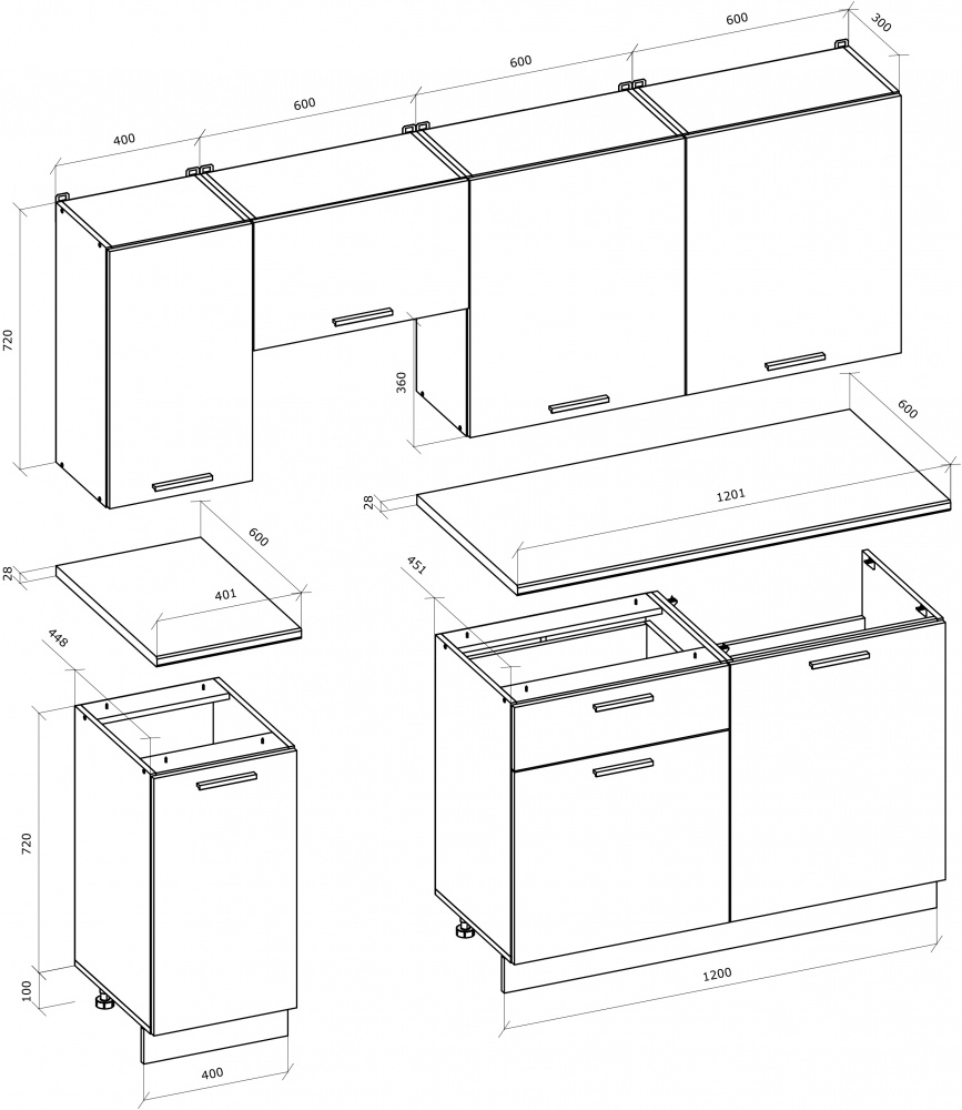 Кухня Грейд Кира ДСП 2,2мбелый/дуб артизан