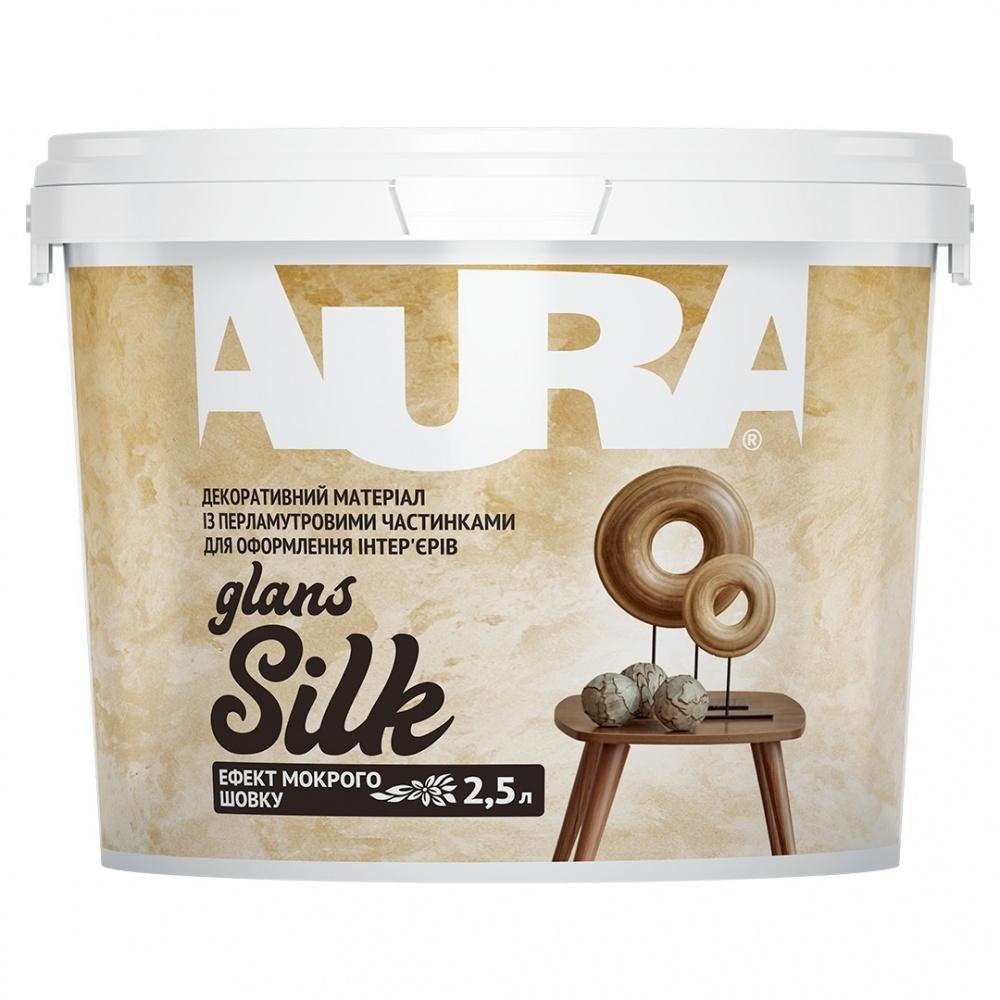 Декоративное покрытие Aura Мокрый шелк Silk Glаns 2,5 л 3кг