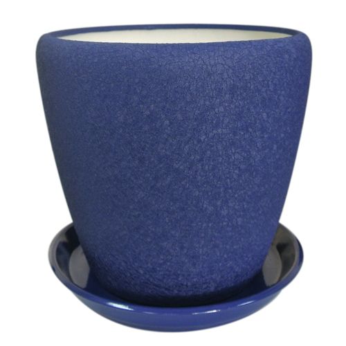 Горшок керамический Ориана-Запорожкерамика Грация №4 круглый 1,2л синий шелк 