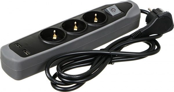 Удлинитель Electraline с заземлением 3 гн. серый 2 м 62150 