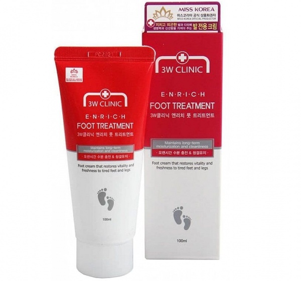 Крем для ніг 3W Clinic зволожувальний лікувальний Enrich Foot Treatment 100 мл