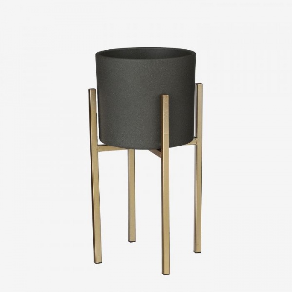 Вазон керамічний Edelman Era 17,5 см круглий 2,89 л пісочний/темно-сірий (1035847) 