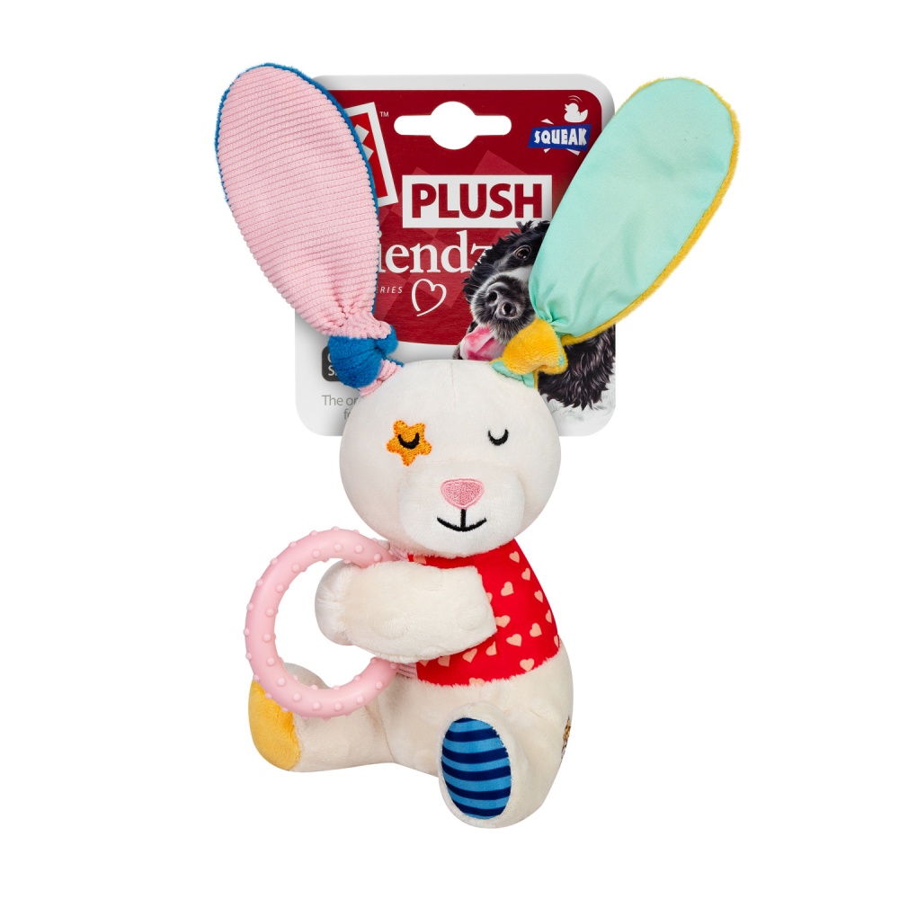 Игрушка для собак GiGwi Plush Зайка с кольцом 16 см