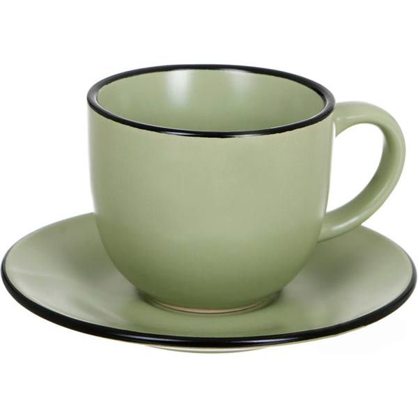 Чашка с блюдцем Happy Go Matte зеленая 240 мл