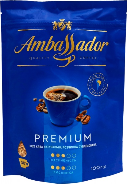 Кава розчинна Ambassador Premium пакет 100 г