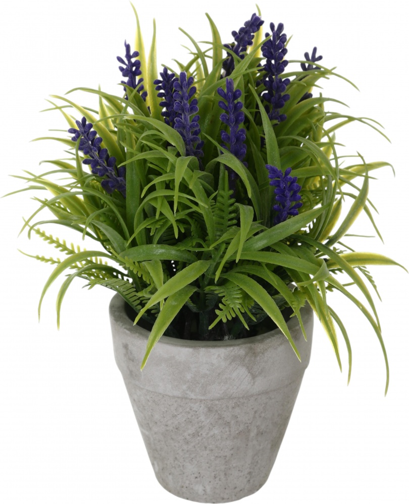 Квітка штучна Лаванда в бетоному горщику 18,5 см