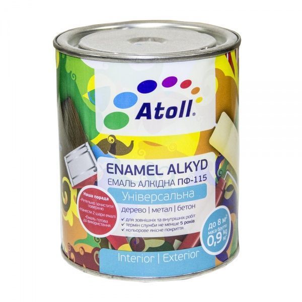 Емаль Atoll алкідна ПФ-115 світло-блакитний глянець 0,9кг