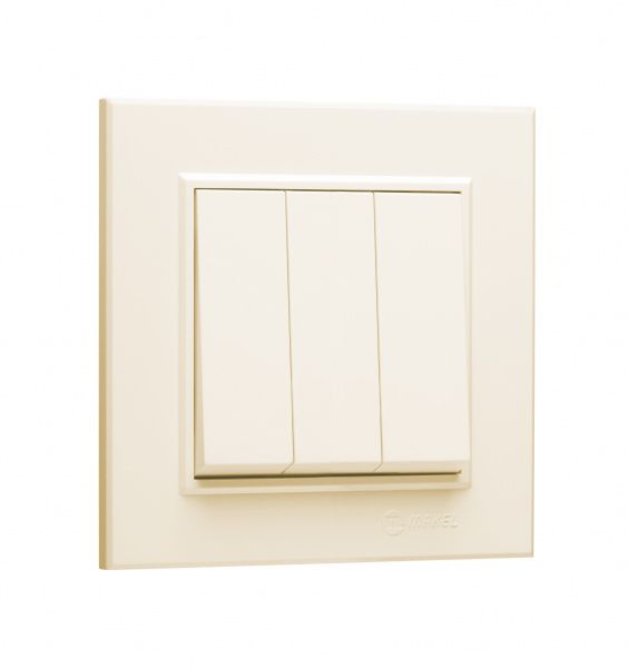 Вимикач триклавішний Makel Karea без підсвітки 10 А 220В слонова кістка