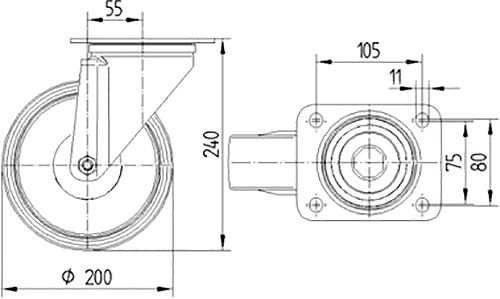 Колесо поворотное 3370 DRR 200 P63 TENTE 