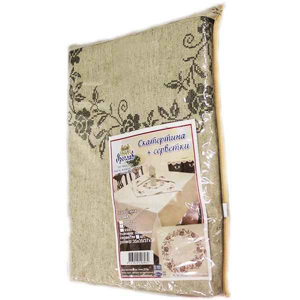 Комплект столовий скатертина та 6 серветок льон Ярослав 
