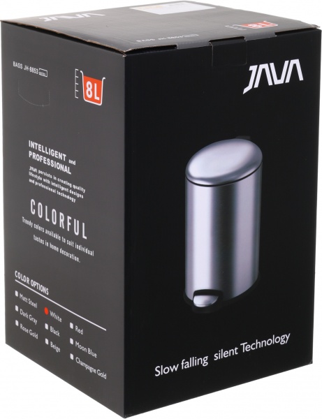 Ведро с педалью Java JH-8853 — 8L white SOFT CLOSE