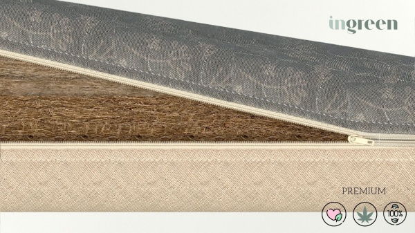 Матрац Кокос-конопля-конопля InGreen 60х120х10 см натуральний 202012 