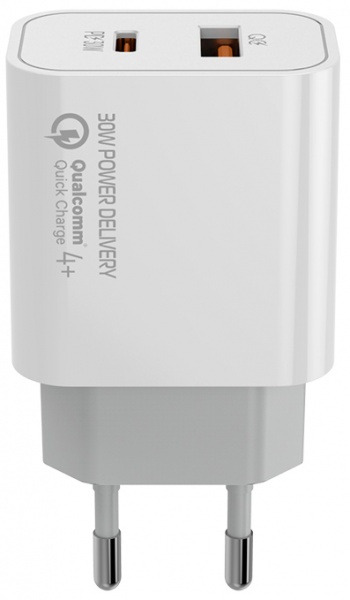 Зарядний пристрій ColorWay Power Delivery Port PPS USB (Type-C PD + USB QC3.0) (30W) white (CW-CHS037PD-WT) 
