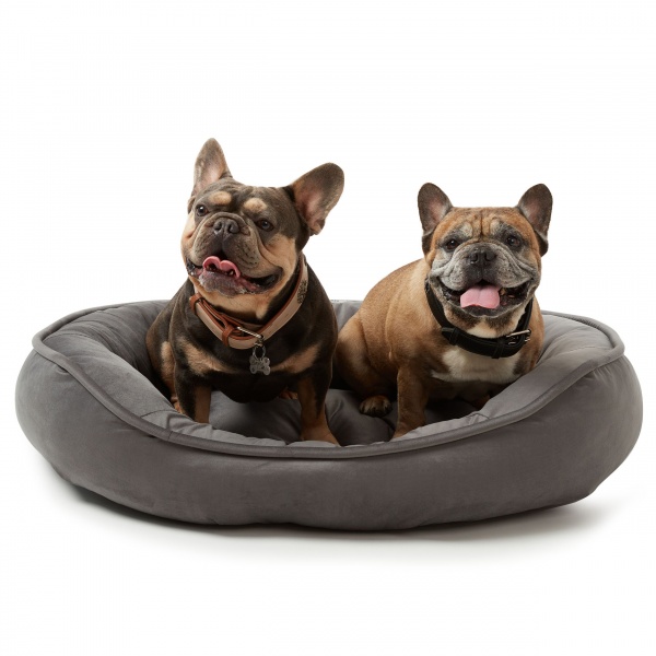 Лежак PETBED Velor Пончик L 90x75x20 см темно-серый