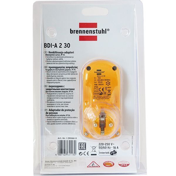 Розетка з пристроєм захисного відключення Brennenstuhl BDI-A 2 30 IP54 3500 Вт 16 А