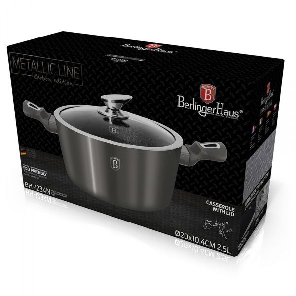 Кастрюля с крышкой Metallic Line CARBON Edition 2,2 л BH 1234N Berlinger