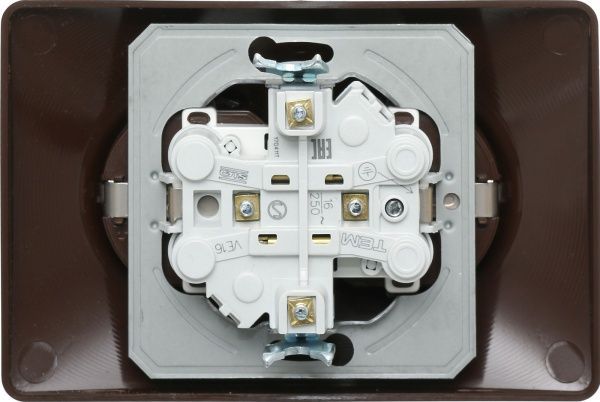 Розетка двойная TEM Ekonomik 16 A 250 В шоколадный VE16CBKS-U