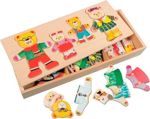 Деревянный шкаф для одежды Bino Семья медведей 88016