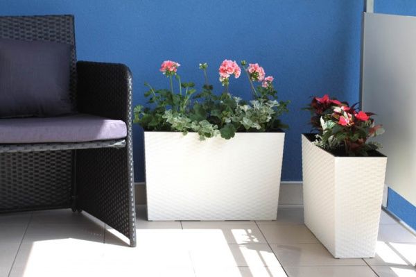 Горщик для квітів Lamela Вербена ротанг прямокутний 37,5л білий 