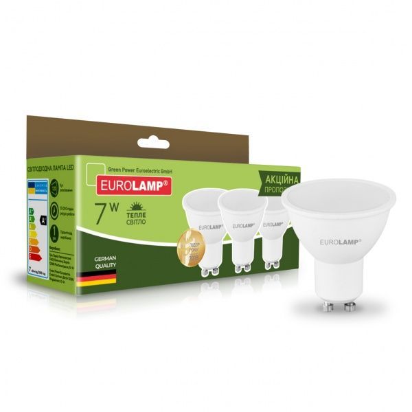 Лампа светодиодная Eurolamp 3 шт./уп. 7 Вт MR16 матовая GU10 220 В 3000 К MLP-LED-SMD-07103(3) 