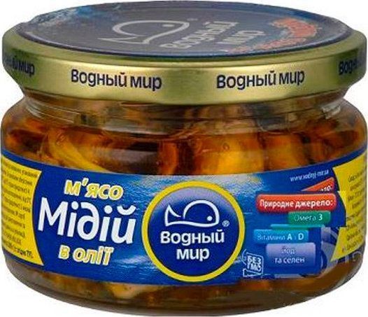 Мясо мидий ТМ Водный мир в масле 200