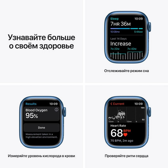 Смарт-годинник Apple Watch Series 7 GPS 41mm blue AluminiumCasewithAbyssBlueSportBand (MKN13UL/A)