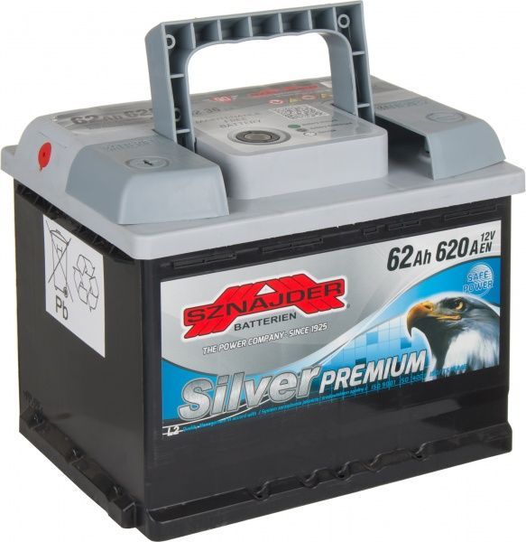 Акумулятор автомобільний SZNAJDER Silver Premium 6СТ- 62Aз 62А 12 B «+» ліворуч