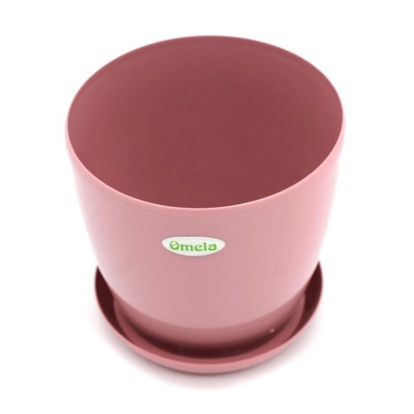 Горщик пластиковий Омела Глянець 2,2 літра круглий пудровий 