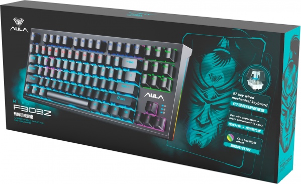 Клавіатура ігрова Aula F3032 (6948391201740) Mechanical Black keycaps plus 21 Yellow keys KRGD EN/UA brown 