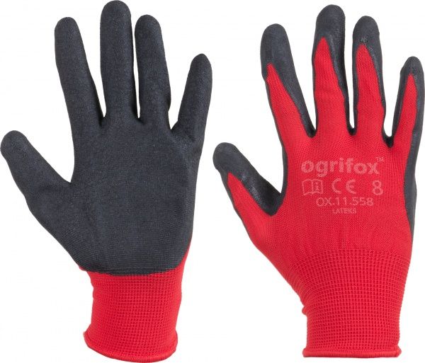 Перчатки Reis с покрытием латекс M (8) OX-LATEKSCB 08