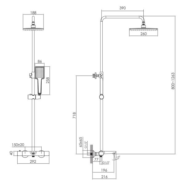 Душевая система Imprese Bilovec T-10256 с термостатом