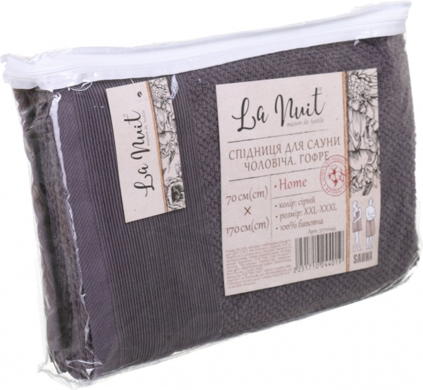 Юбка для сауны Гофре XXL-XXХL 70x160 см серый La Nuit 