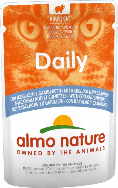 Консерва для котів Almo Nature Daily Cat тріска і креветки 70 г